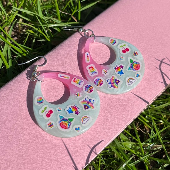 Handmade Lisa Frank Statement Earrings - Picture 13 of 16